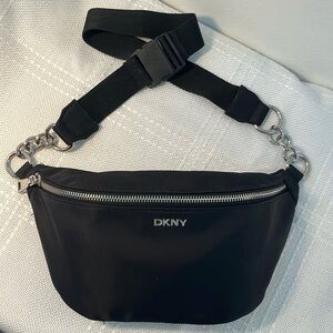 DKNY Black Crossbody Bag with Silver Accents